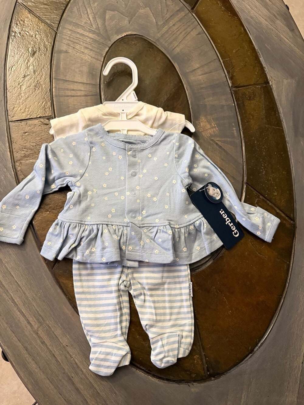 Gerber Baby Girls 3-Piece Floral Peplum Top Bodysuit and Leggings Set